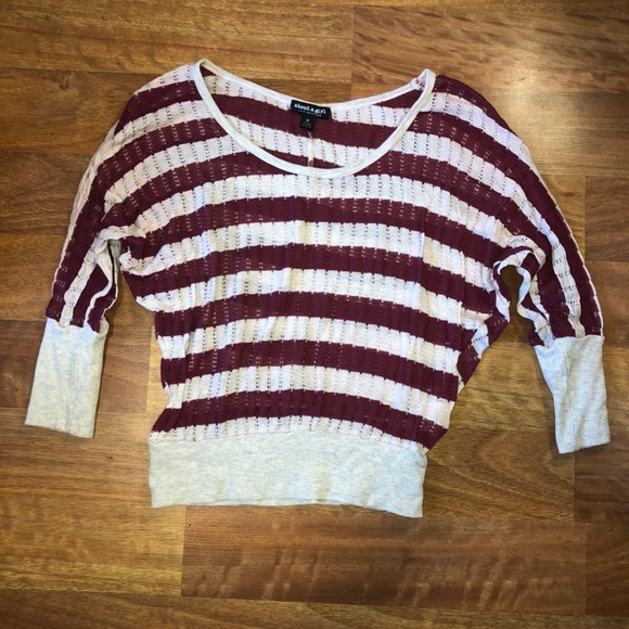 About A Girl Sweaters - red and white Striped Sweater